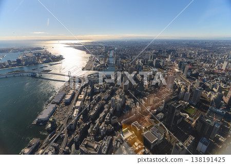 View of Tokyo Bay and the city from a helicopter View of Tokyo Bay and the city from a helicopter 138191425