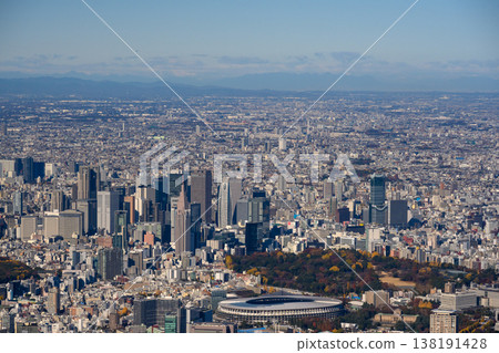 The cityscape of Tokyo and the National Stadium The cityscape of Tokyo and the National Stadium 138191428