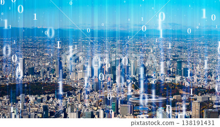 Aerial view of Tokyo with Mount Fuji in the background. 138191431