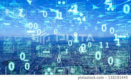 A clear day in Tokyo and Mount Fuji in the distance. 138191445