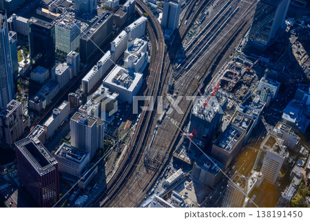 Aerial view of Tokyo's railways and construction sites Aerial view of Tokyo's railways and construction sites 138191450