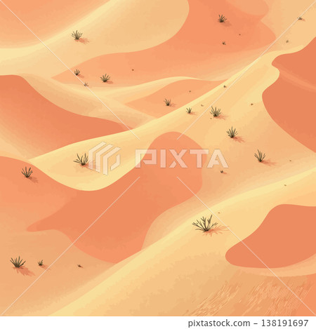 Vsai sparse vegetation surviving on rolling sand dunes in desert landscape Vsai sparse vegetation surviving on rolling sand dunes in desert landscape 138191697