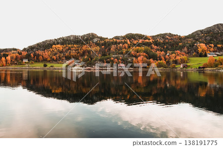 Norway in autumn. A tranquil coastal landscape photo 138191775