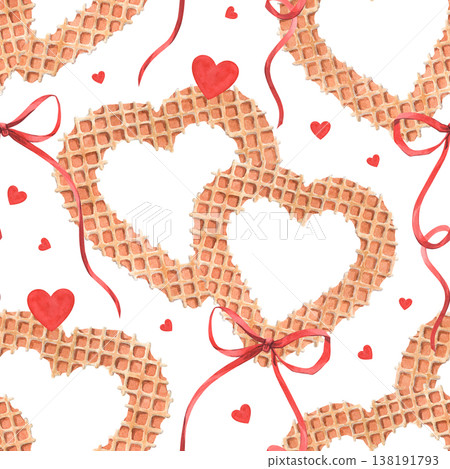 A Valentine's Day pattern made from heart-shaped wafers 138191793