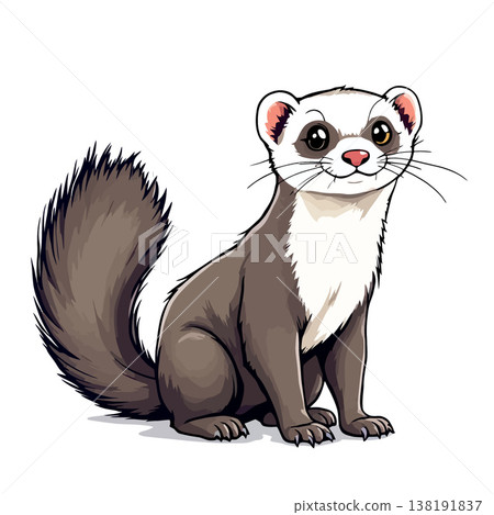 Vsai cute ferret sitting and showing its beautiful fur Vsai cute ferret sitting and showing its beautiful fur 138191837