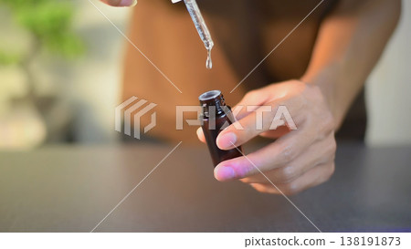 Accurate Use of Medicine Dropper with Amber Bottle for Daily Healthcare Routine 138191873