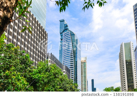A cityscape with greenery and buildings 138191898