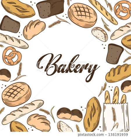 Mockup of bakery products with text Bakery 138191939