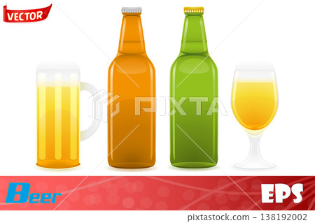 beer bottle and glass vector illustration beer bottle and glass vector illustration 138192002
