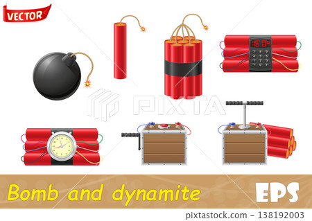 set icons detonating fuse and dynamite vector illustration set icons detonating fuse and dynamite vector illustration 138192003