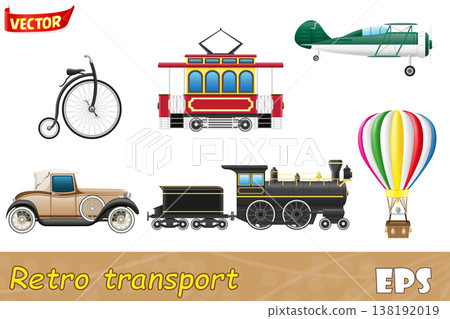 set icons old retro transport vector illustration set icons old retro transport vector illustration 138192019