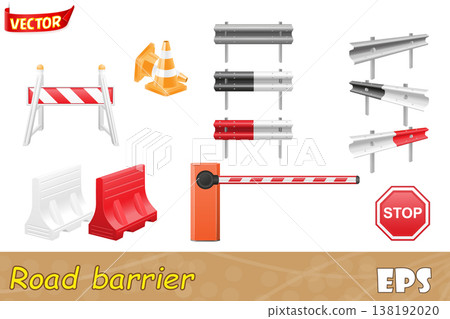 set icons road barrier vector illustration 138192020