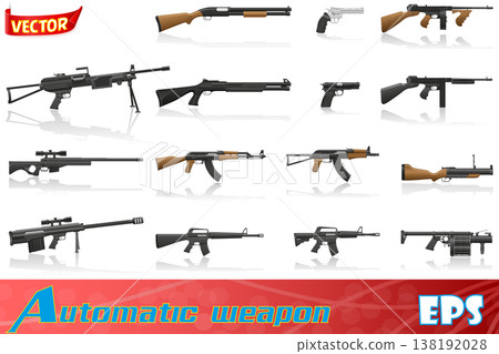 weapon and gun set collection icons vector illustration 138192028
