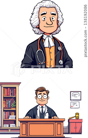 Vsai cartoon doctors from different eras in office 138192086