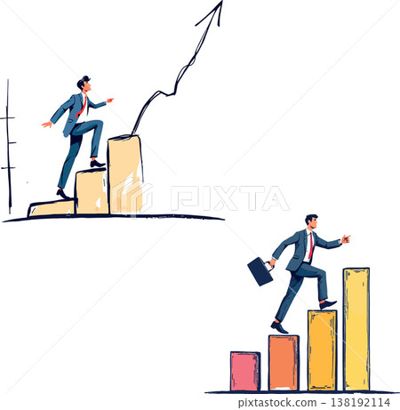 Vsai businessman climbing success ladder with determination Vsai businessman climbing success ladder with determination 138192114