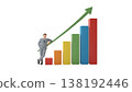 3D Businessman Leaning on Rising Bar Graph 138192446