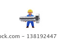 3D Worker Carrying Large Metal Bolt 138192447