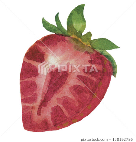 Strawberry Cut Watercolor Fresh Fruit Slice Illustration Strawberry Cut Watercolor Fresh Fruit Slice Illustration 138192786