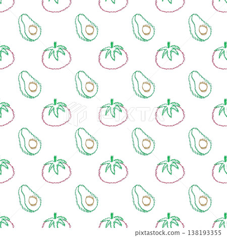 Chalk drawing tomato avocado seamless pattern transparent background Chalk drawing tomato avocado seamless pattern transparent background 138193355