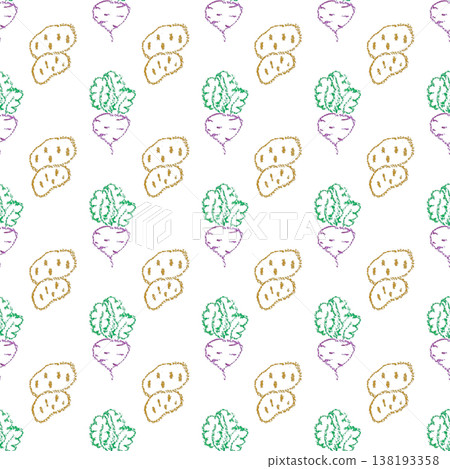 Seamless pattern with chalk drawing vegetables 138193358