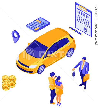 Sale Insurance Rental Sharing Car Isometric 138193735