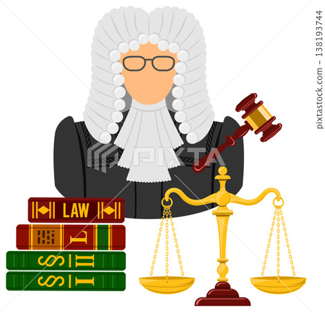 Judge Icon with Scales and Gavel Judge Icon with Scales and Gavel 138193744