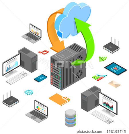 Data Network Cloud Computing Technology Isometric Data Network Cloud Computing Technology Isometric 138193745