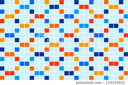 Geometric pattern, square, light blue, orange 138193832