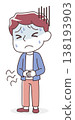 Illustration of a man suffering from stomach pain and gastrointestinal problems (food poisoning, stress, constipation, diarrhea) 138193903