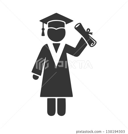 Silhouette icon of a university graduate Silhouette icon of a university graduate 138194303