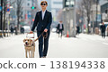 Business scenes of visually impaired people commuting with guide dogs Business scenes of visually impaired people commuting with guide dogs 138194338