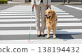 Visually impaired and guide dog Visually impaired and guide dog 138194432
