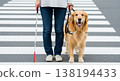 Visually impaired and guide dog Visually impaired and guide dog 138194433