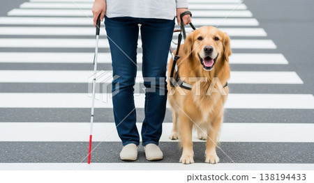 Visually impaired and guide dog Visually impaired and guide dog 138194433