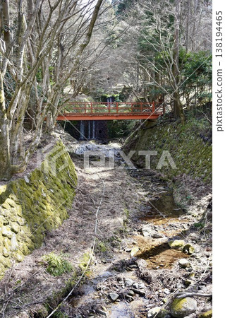 Red bridge and waterway 138194465