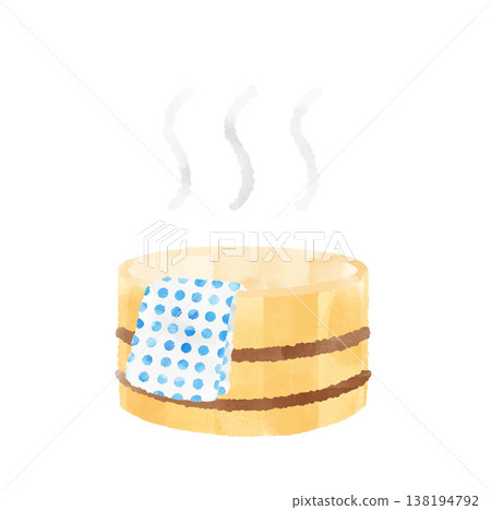 溫泉桶、手巾、波點圖案、水彩插畫、可愛、風格化、公共浴池、沐浴用品 溫泉桶、手巾、波點圖案、水彩插畫、可愛、風格化、公共浴池、沐浴用品 138194792