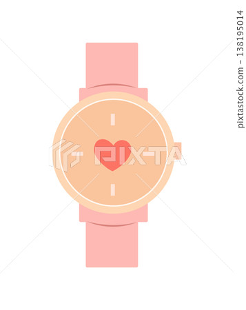 Pink wrist watch with heart icon for romantic gift Pink wrist watch with heart icon for romantic gift 138195014