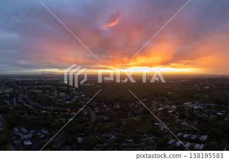Sunset view over Macleod in Melbourne Sunset view over Macleod in Melbourne 138195583