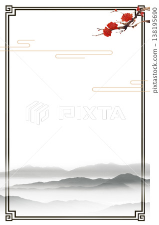 Chinese style ancient landscape and flower-and-bird illustration background 138195690