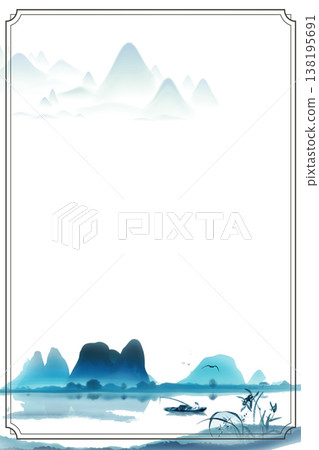 Chinese style ancient landscape and flower-and-bird illustration background 138195691