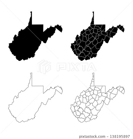 West Virginia State Outline and Solid Fill Map Set. 138195897