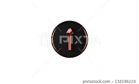 3D rubber texture medal, upward arrow (bronze), rising/growth icon, transparent background. 138196228