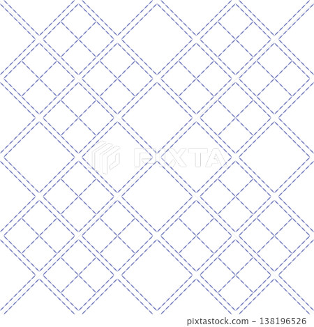 Sashiko Embroidery Seamless Pattern, Traditional Square and Diamond Geometric Stitching, Oriental Textile Texture Sashiko Embroidery Seamless Pattern, Traditional Square and Diamond Geometric Stitching, Oriental Textile Texture 138196526