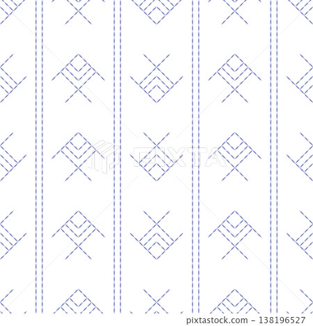 Traditional Sashiko Embroidery Seamless Pattern, Classic Anime Fishing Net Stitching, Oriental Textile Texture Traditional Sashiko Embroidery Seamless Pattern, Classic Anime Fishing Net Stitching, Oriental Textile Texture 138196527