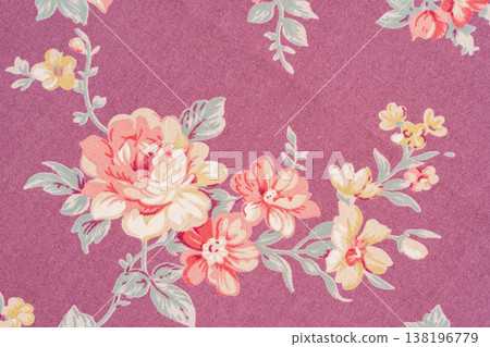 The Fragment of colorful retro tapestry textile pattern with floral. 138196779