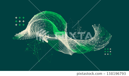 The abstract wave is made in a frame style. Template for science and technology presentation. Vector art. 138196793