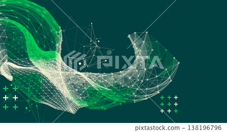 The abstract wave is made in a frame style. Template for science and technology presentation. Vector art. The abstract wave is made in a frame style. Template for science and technology presentation. Vector art. 138196796