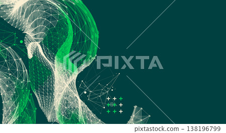 The abstract wave is made in a frame style. Template for science and technology presentation. Vector art. 138196799