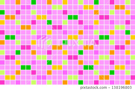 Geometric pattern, square, pink, orange, green 138196803