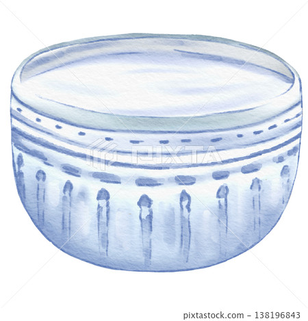 Thai Ceramic Bowl Watercolor Traditional Blue Pattern Thai Ceramic Bowl Watercolor Traditional Blue Pattern 138196843